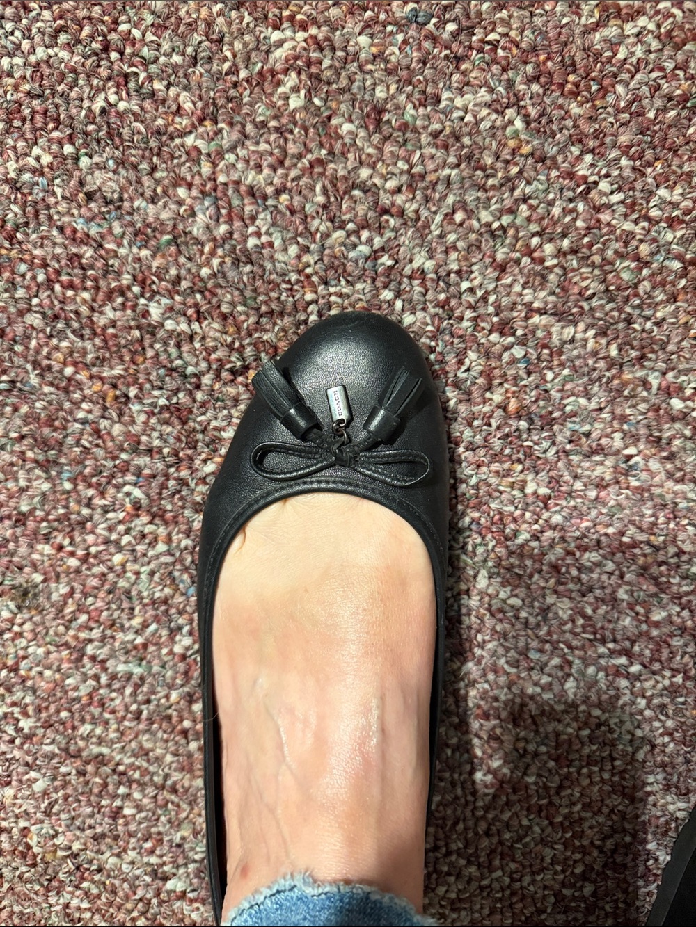 Coach Black Leather Ballet Flats with Bow Tassels - Picture 8 of 8